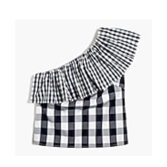 COTTON POPLIN RUFFLE-SHOULDER TOP - Picture 2 of 9